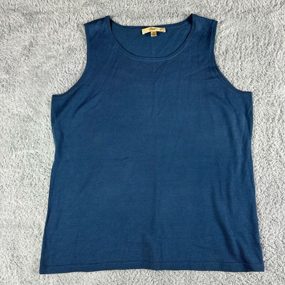 Motto Women's Merino Wool Blend Sweater Vest 2X Blue Layering Preppy